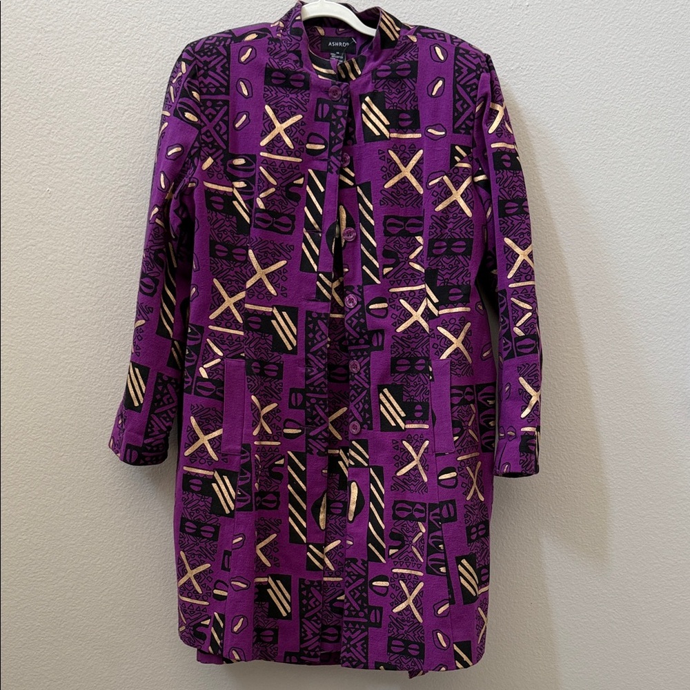Ashro Purple and Gold Patterned Blazer